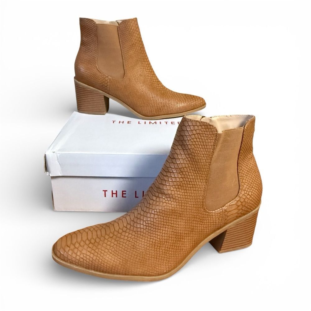 NIB The Limited Kiki Tan Snake Skin Print Ankle Boots for Women Size 10 - Picture 1 of 10